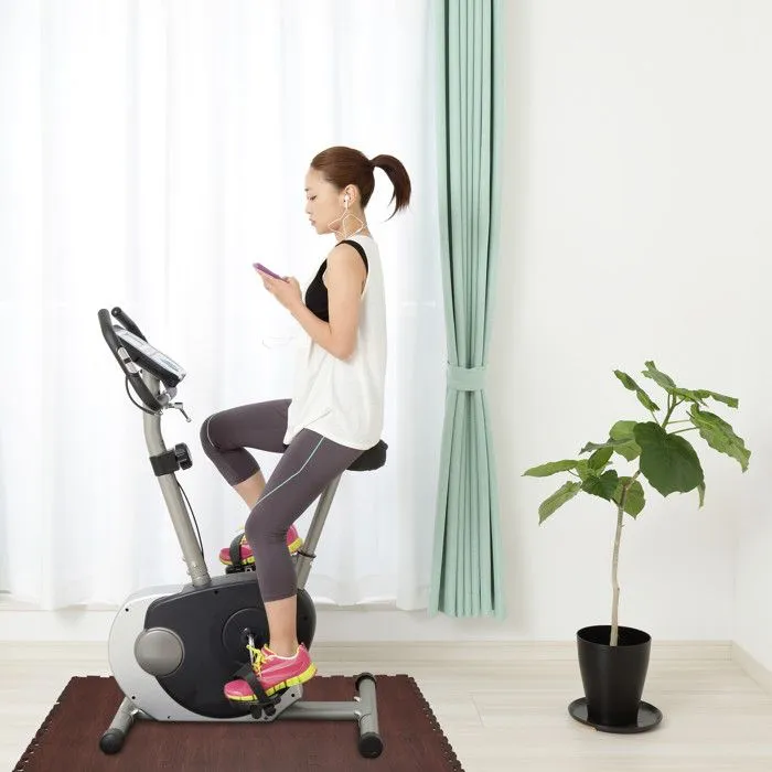 Relaxdays Tapis protection sol 9, puzzle  sport et appareils  fitness,tissu EVA, sans BPA, effet optique bois, marron-4