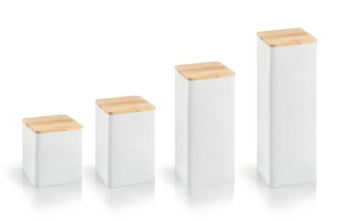 Tescoma - 900840 - Boite de rangement en metal avec couvercle en bambou 10 x 10 x 18,5 cm-1
