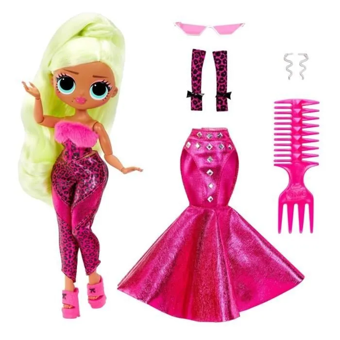 LOL Surprise OMG - Poupée Mannequin 24 cm - Neonlicious - 2 tenues avec peigne et accesoires - Dés 4 ans-1