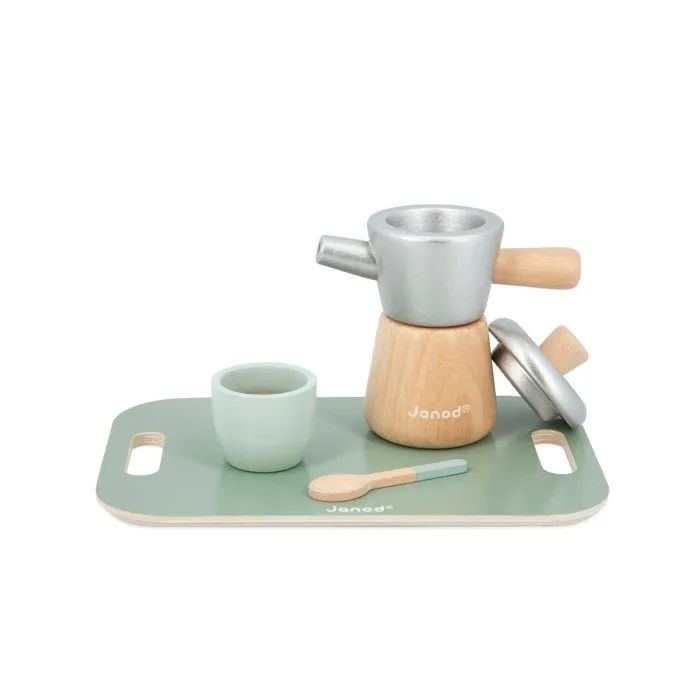 Café à l'italienne JANOD - Jouet d'imitation en bois pour enfant - 13 accessoires inclus-1