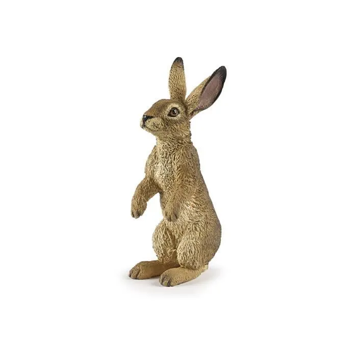 Figurine - PAPO - Lièvre debout - Pelage marron - Oreilles dressées - 6 cm-0
