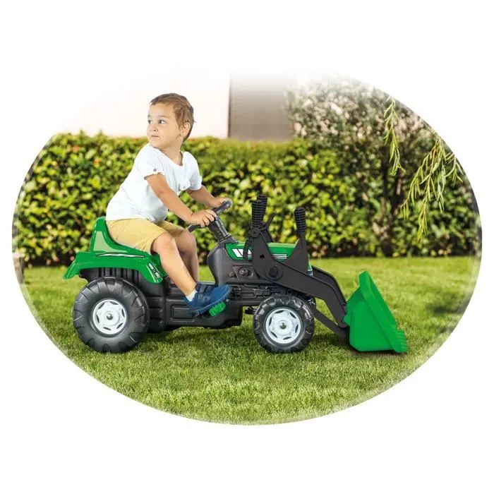 Tracteur à pédales - DOLU - Ranchero - Vert/Noir - Chargeur frontal - Klaxon-1
