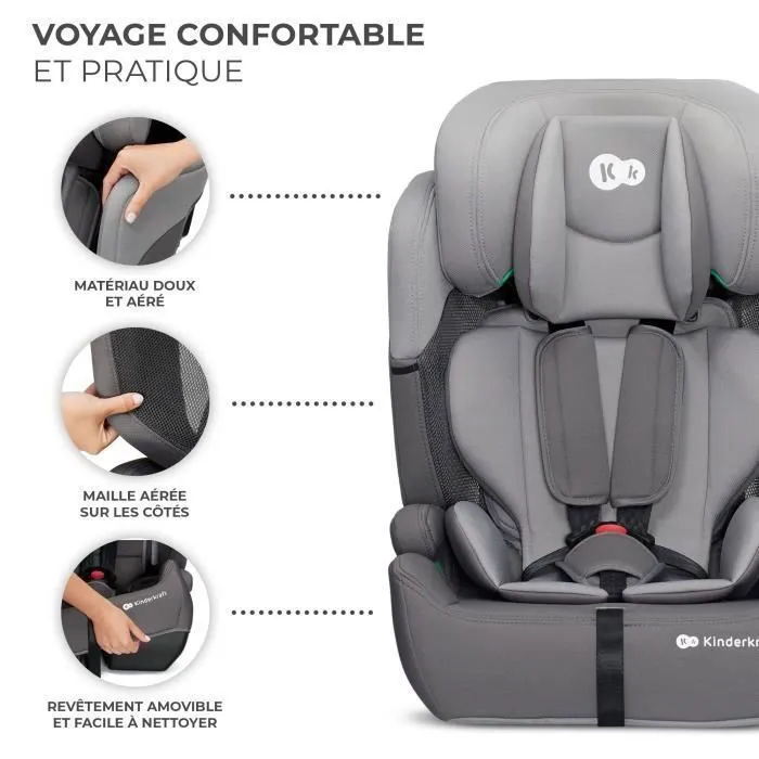 Siège auto I-size 76-150 cm - KINDERKRAFT COMFORT UP2 - Têtière ajustable - Installation rapide - 15 mois à 12 ans - Gris-3