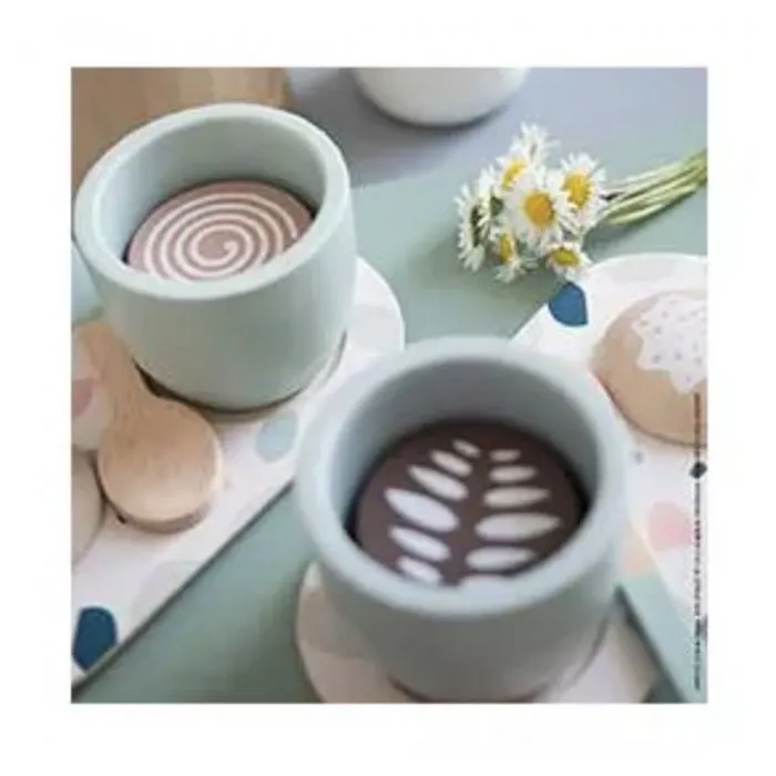 Café à l'italienne JANOD - Jouet d'imitation en bois pour enfant - 13 accessoires inclus-3