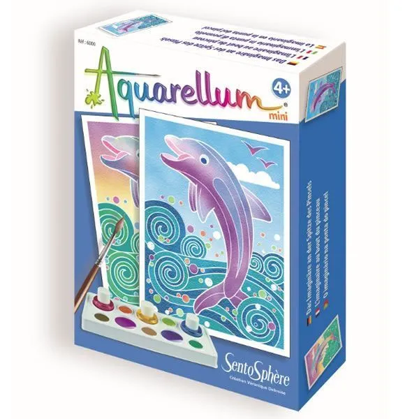 Coffret Aquarellum Mini Dauphin SENTOSPHERE - Jouet créatif mixte pour enfants de 3 ans et plus-0