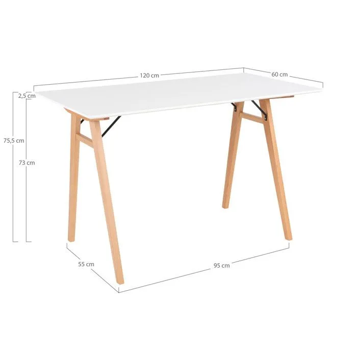 Bureau scandinave Vangsa blanc/bois - House Nordic - 60 - Bois - Panneaux de particules-3