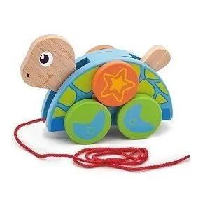 Jouet à tirer - NEW CLASSIC TOYS - 8267 - Tortue en bois - 18 mois - Coloré-0