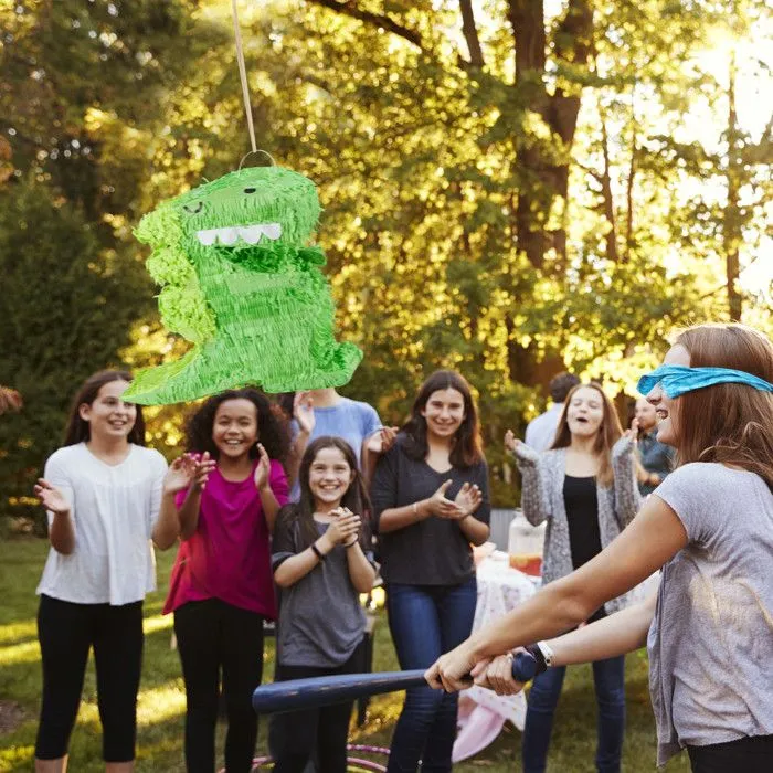 Relaxdays Pinata dinosaure, à suspendre, pour enfants, anniversaire, à remplir, décoration, vert-2