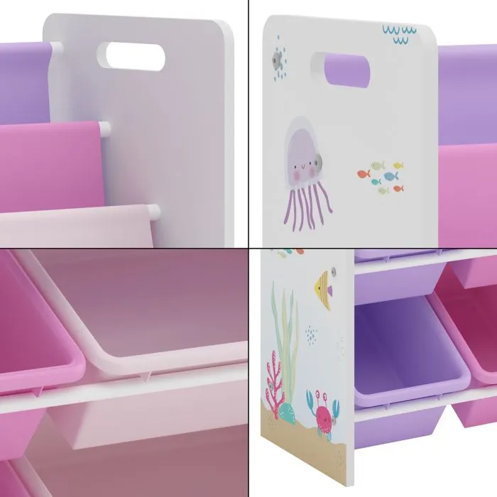 Étagère enfant Rødøy à motif océan 78 x 86 x 27 cm blanc violet rose-5