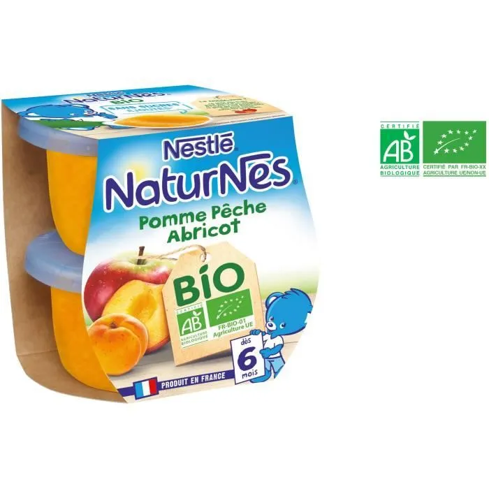 NESTLÉ Naturnes Bio Pomme Pêche Abricot - 2x115 g - Dès 6 mois-0