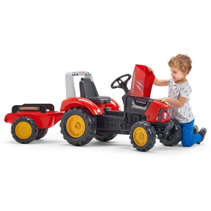 Tracteur à pédales - FALK - Supercharger - Dès 3 ans - 100% Fabriqué en France - 60% de plastique recycléremorque inclus-2