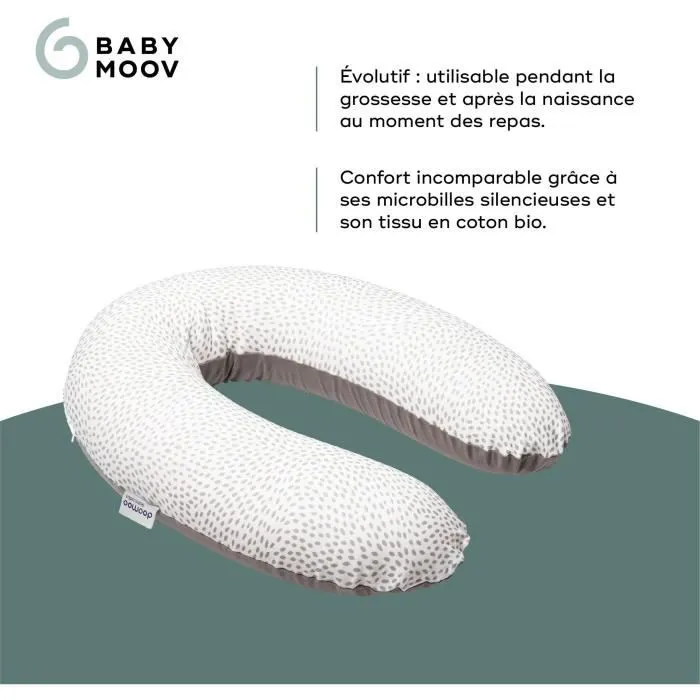 doomoo Coussin de Maternité et Coussin d'Allaitement Buddy, Ultra Confort, Certifié Oeko-Tex, Risotto Taupe-2