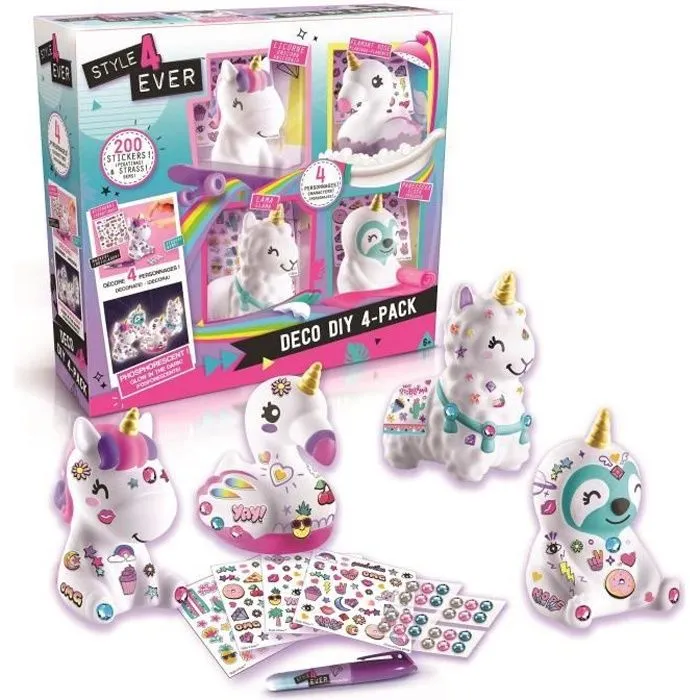 STYLE 4 EVER Mini Deco DIY - Lot de 4 mini-figurines à décorer et à personnaliser qui brillent dans le noir ! - OFG 177 - 6 ans et-0