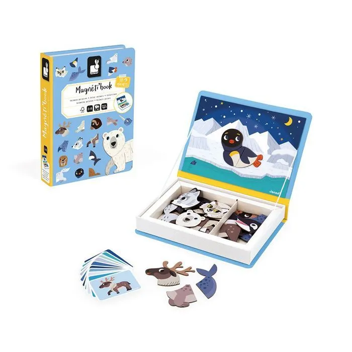 Magnéti'Book Animaux Polaires - Jeu Educatif Magnétique 30 Aimants + 10 Modèles - Jouet Enfant en Carton FSC - Dès 3 Ans-5