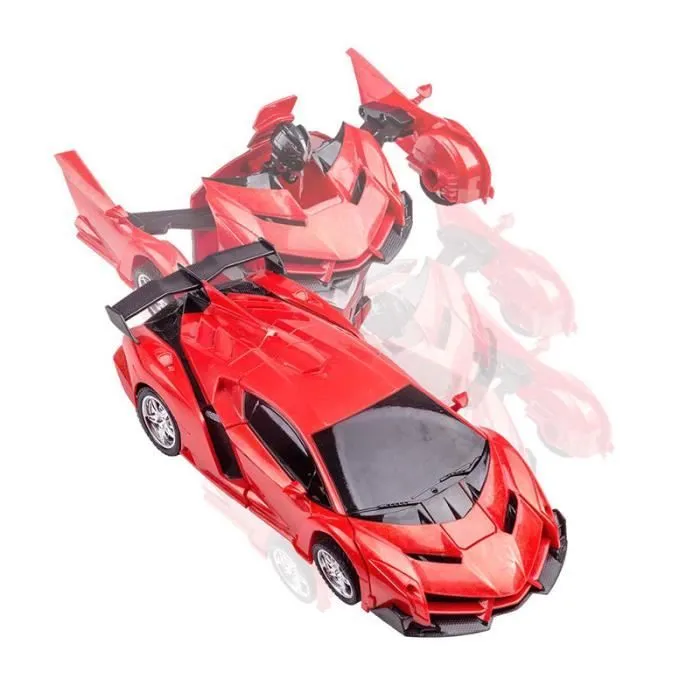 SHOP-STORY - Voiture télécommandée transformable en robot - Rouge-2