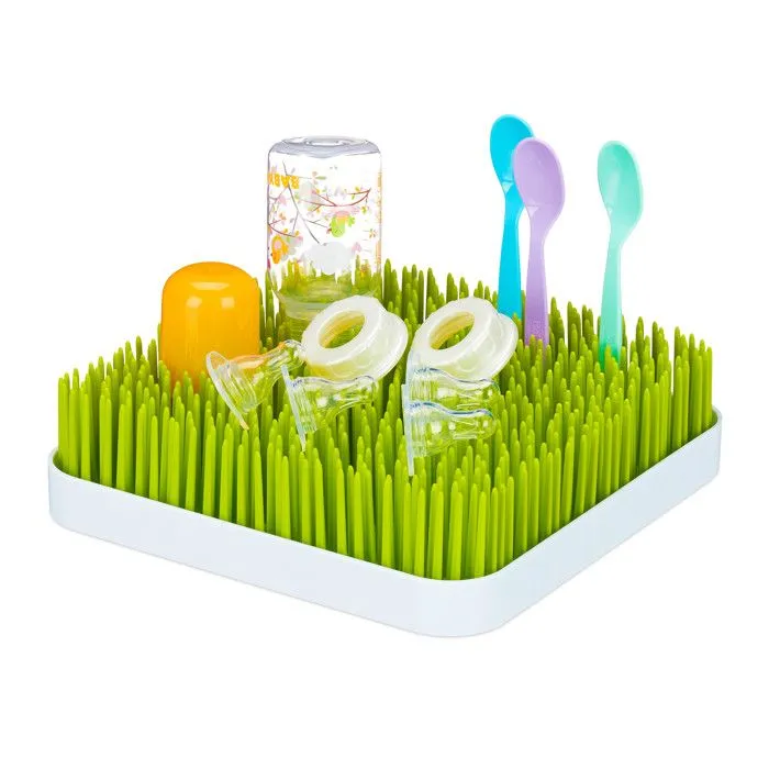 litte Choice Sèche-biberons égoutte-biberons gazon herbe verte, plastique, 23 x 23 cm, vert/blanc-0