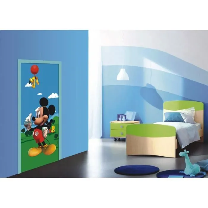 Décoration murale - DISNEY - Poster géant La Maison de Mickey - H 202 x L 90 cm - Impression numérique - Bleu-0