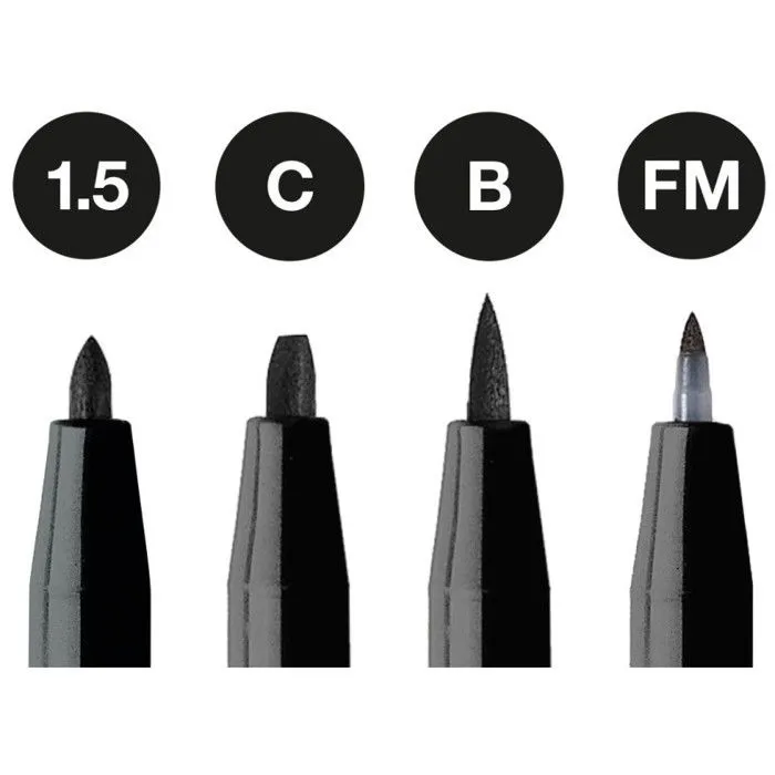 Feutres à dessin - Faber-Castell - Pitt Artist Pen - Noir - 4 mines différentes-1
