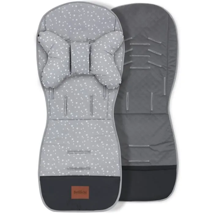 Bellochi Coussin Poussette Universel Été Matelas Poussette Universelle avec Coussin Anti-Choc - Velours et Coton - Gris-1
