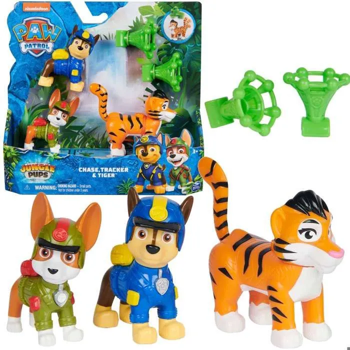 Ensemble Pat'Patrouille Jungle Pups figurines Chase Tracker + accessoires-0