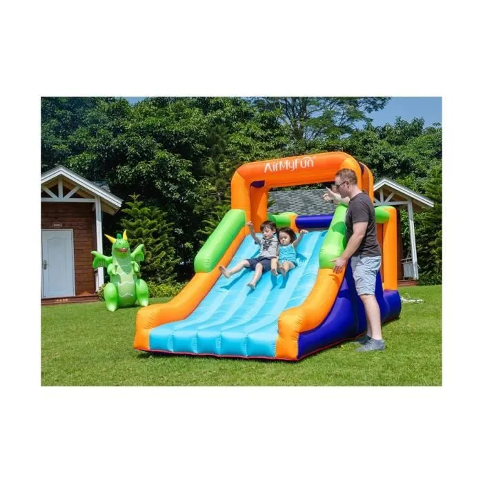 Château Gonflable Toboggy avec toboggan XXL et mur d'escalade - 435x200x220 cm-3