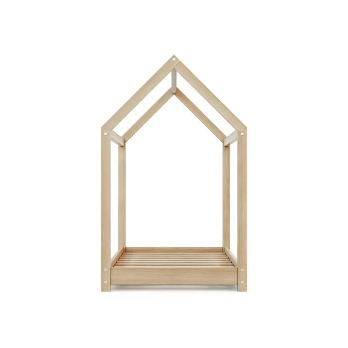 WEBABY - Lit bébé Cabane en bois - Brun - 70x140-1