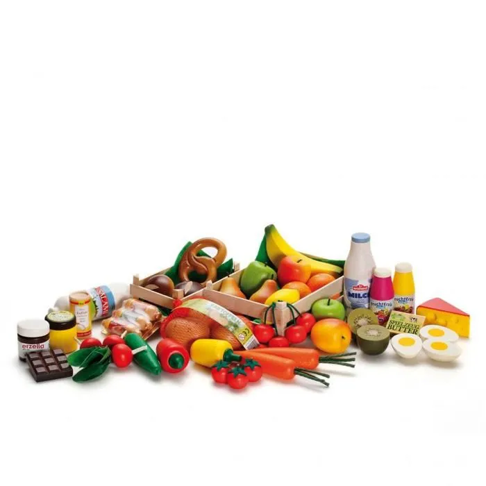 Erzi - Grand set d'épicerie en bois 43 pcs-2
