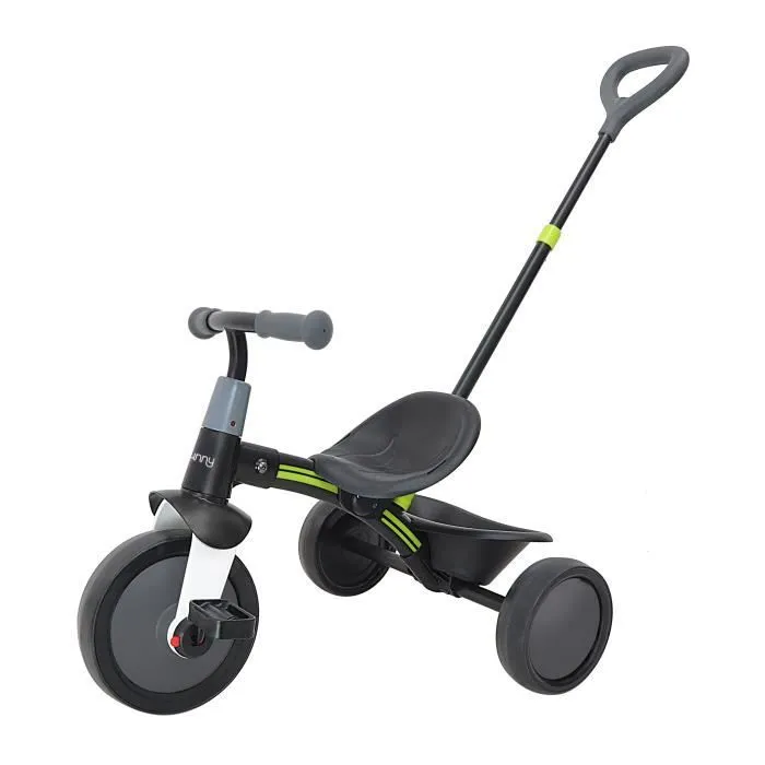 Tricycle - Sunny - Noir/Gris - Barre de Poussée Amovible - 3 Roues - 2 à 5 Ans-0