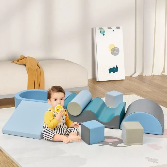 9 blocs de construction en mousse - Modules de motricité - Pour les enfants d'âge préscolaire et les bébés - Jouets éducatifs-0