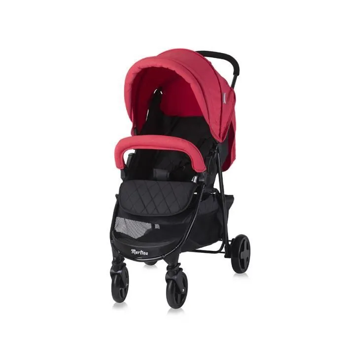 Poussette compacte citadine - canne avec couvre-jambes - Martina - rouge-1