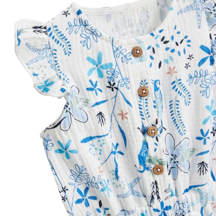 Combishort bébé + chapeau en gaze de coton Océan d'amour-2