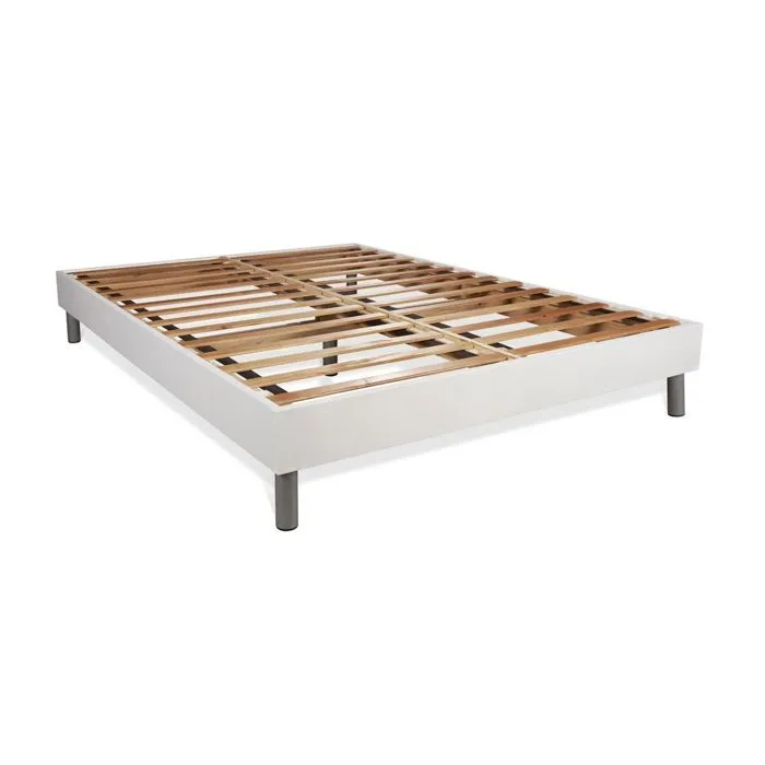 Ensemble sommier matelas 140x190 Bodyform Mémoire de forme - 20 cm - Ferme - sommier kit blanc-1