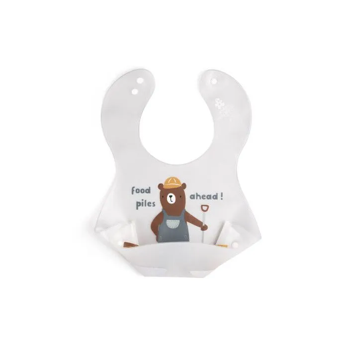 Bavoirs en plastique souple Busy Builders Travaux - 2 pièces - Mixte - Blanc, gris et marron - Sebra-2