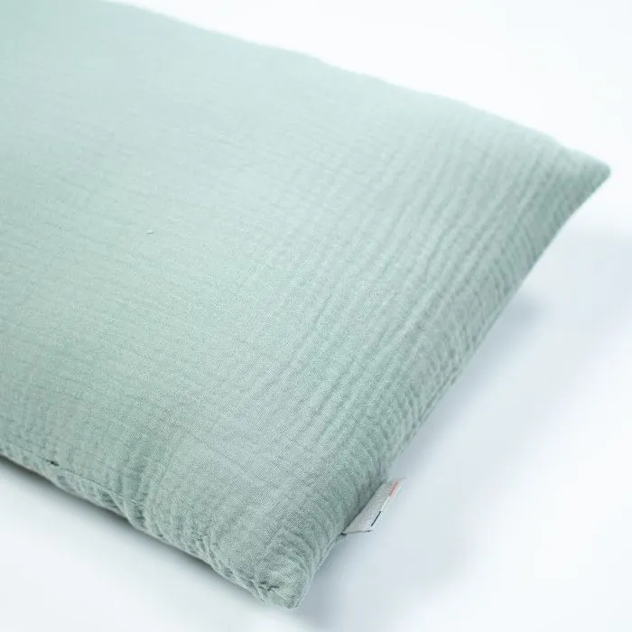 Housse en gaze de coton pour traversin plat Jeanne 160 cm Vert de gris-2