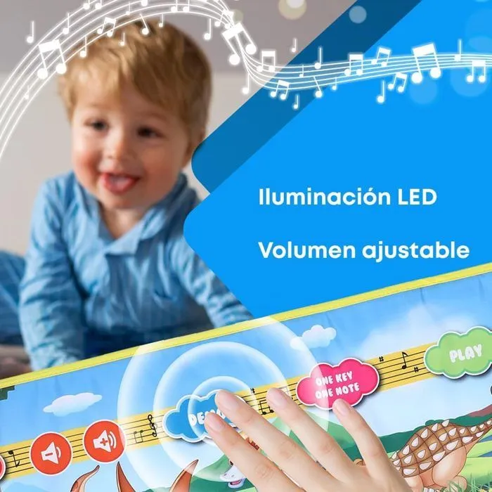 Tapis de Jeu Enfant de Piano Musical Bébé avec 8 Sons de Dysnosaures et LED,CP5926-1-3