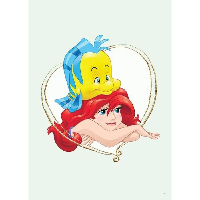 Poster Disney La petite sirène - Ariel et polochon portrait 50 cm x 70 cm Multicolor-0