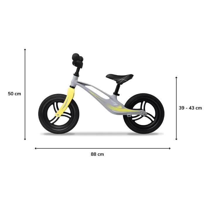 Vélo d'équilibre pour enfant Lionelo Bart Tour - Cadre en magnésium - Roues en PU 12" - Gris-3