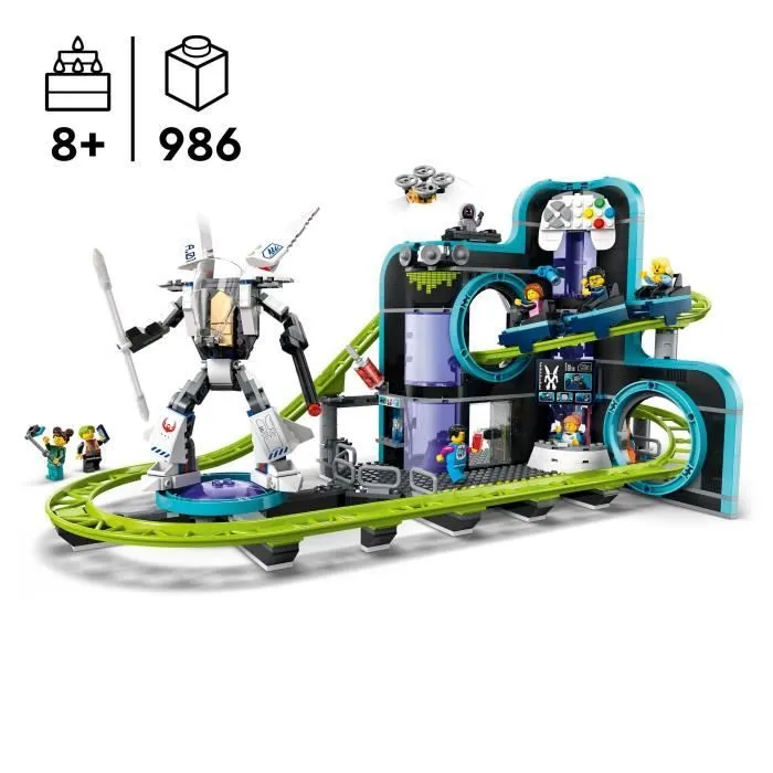 LEGO® City 60421 Le parc d’attractions de Robot World - Jeux de fête foraine enfant 8 ans-1