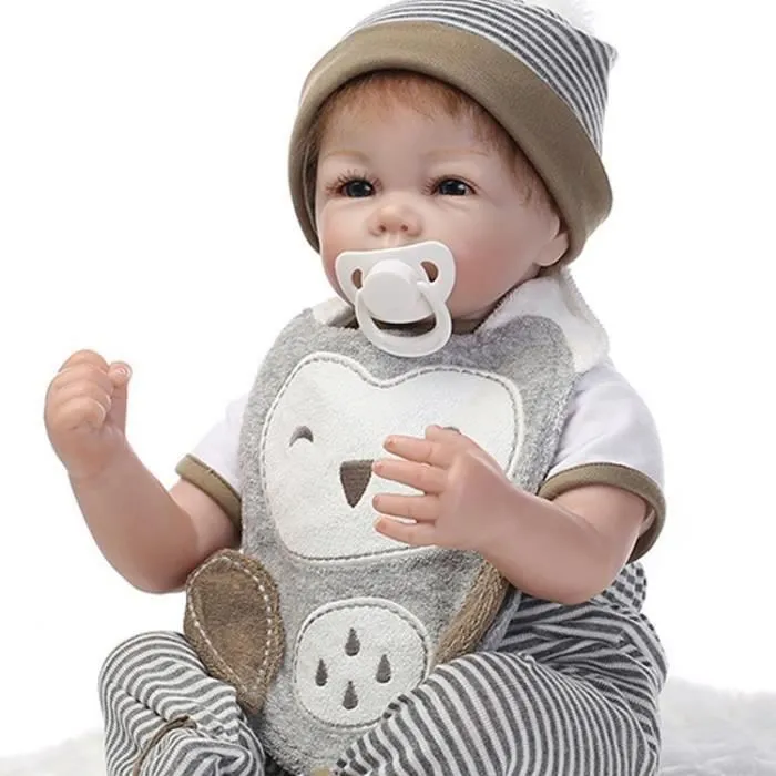 Poupée Reborn en Silicone - Cadeau d'Anniversaire pour Bébé de 3 Ans - 53cm-0