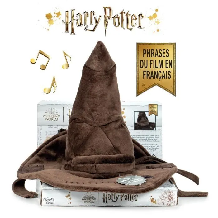 HARRY POTTER Choixpeau 24 cm, peluche électronique, Parlante avec la voix française, licence officielle, dès 0 an, HRR17-0
