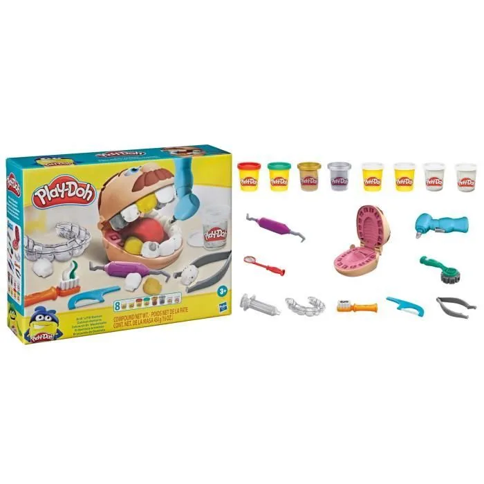 Play-Doh Cabinet dentaire pour enfants - 8 Pots de pâte à modeler atoxique - dès 3 ans-5