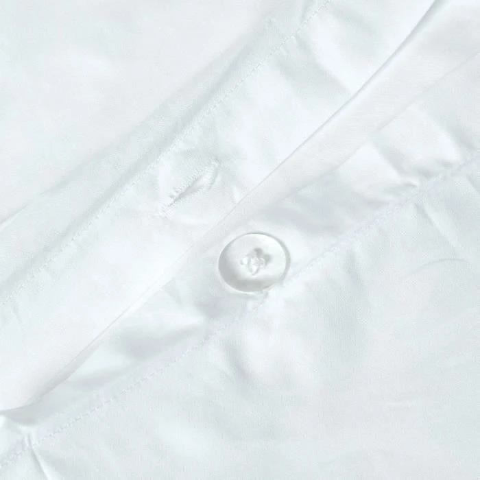 Housse de couette et taies d'oreiller unies coton égyptien 200 fils Blanc 200 x 200 cm-1