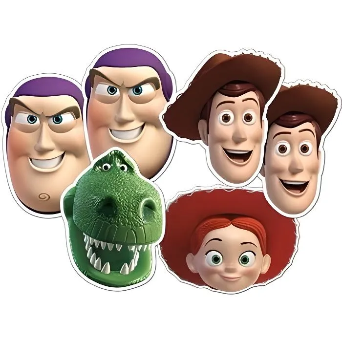 Lot de 6 Masques en carton Toy Story Disney - Woody, Buzz, Jessy, Rex - Pour Enfant-0