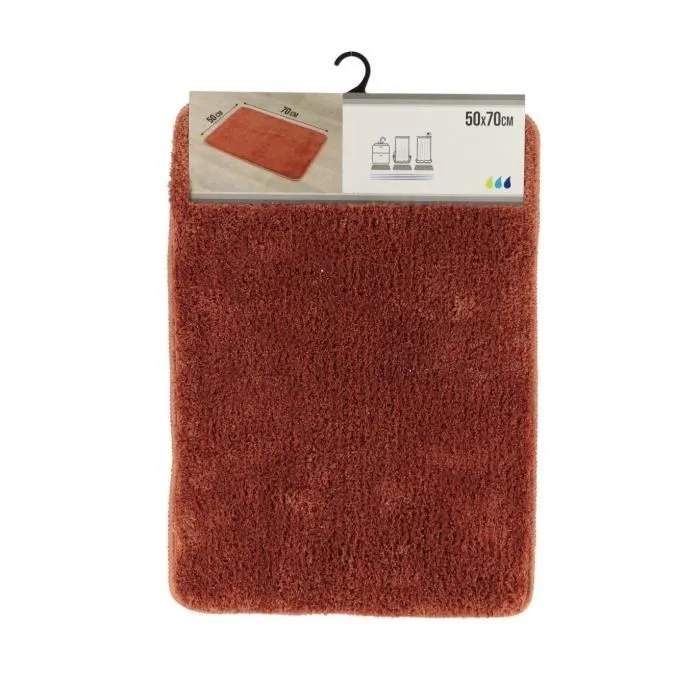 TENDANCE - Tapis de salle de bain Orange Cuivre en Microfibre Confort et Doux 50 x 70 cm-0