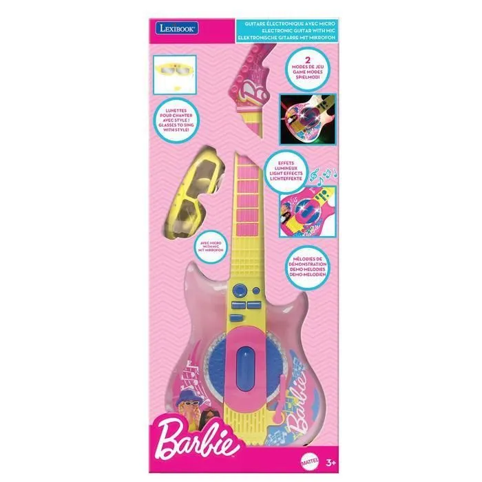 Guitare Électronique Lumineuse avec Micro en forme de lunettes Barbie-5