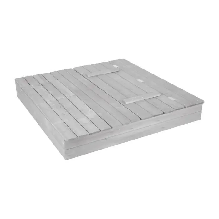 Bac à Sable ROBA - Banc à Dossier et Couvercle en Bois Massif - 2 Bacs en Plastique - Gris-2