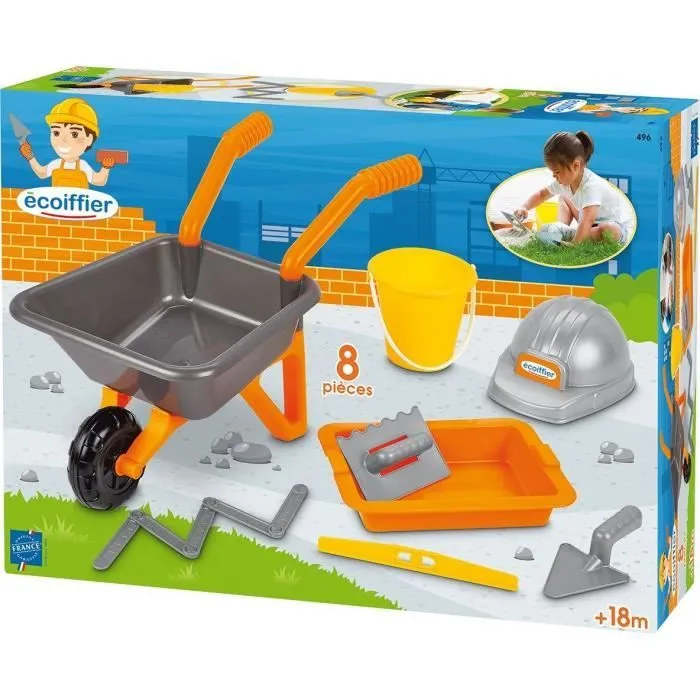 Jouet de construction - Ecoiffier - Pack maçonnerie brouette 50 cm - 8 pièces - Dès 18 mois-1