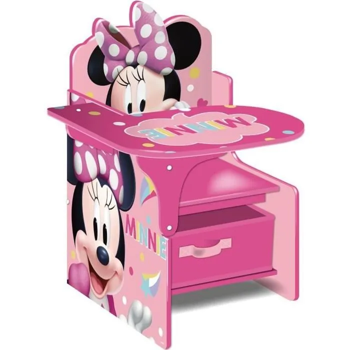 Chaise de Bureau Disney Minnie - Bac de Rangement Amovible - Montage Facile - A partir de 3 ans-1