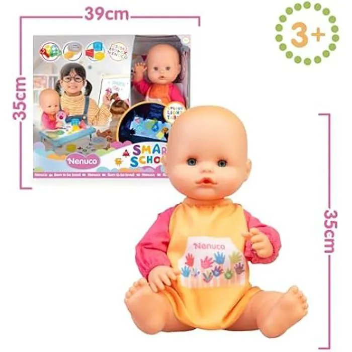 Poupée Nenuco Smart School - 35 cm - Table Lumineuse Multicolore - Accessoires Éducatifs - À partir de 3 Ans-1