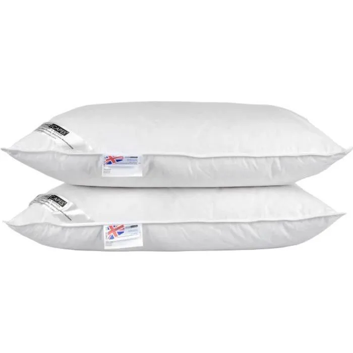 Oreillers naturels - HOMESCAPES - 50 x 75 cm - Duvet et plumes de canard - Confort moyen - Hypoallergénique-0